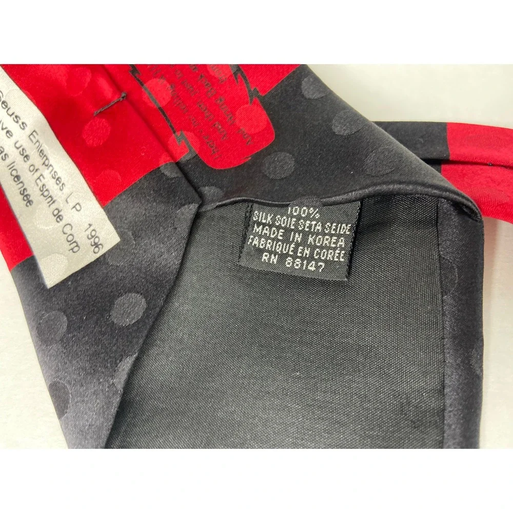 Vintage Dr Seuss‎ Silk Tie 1996 Red Black Thing Character Novelty Mens Necktie